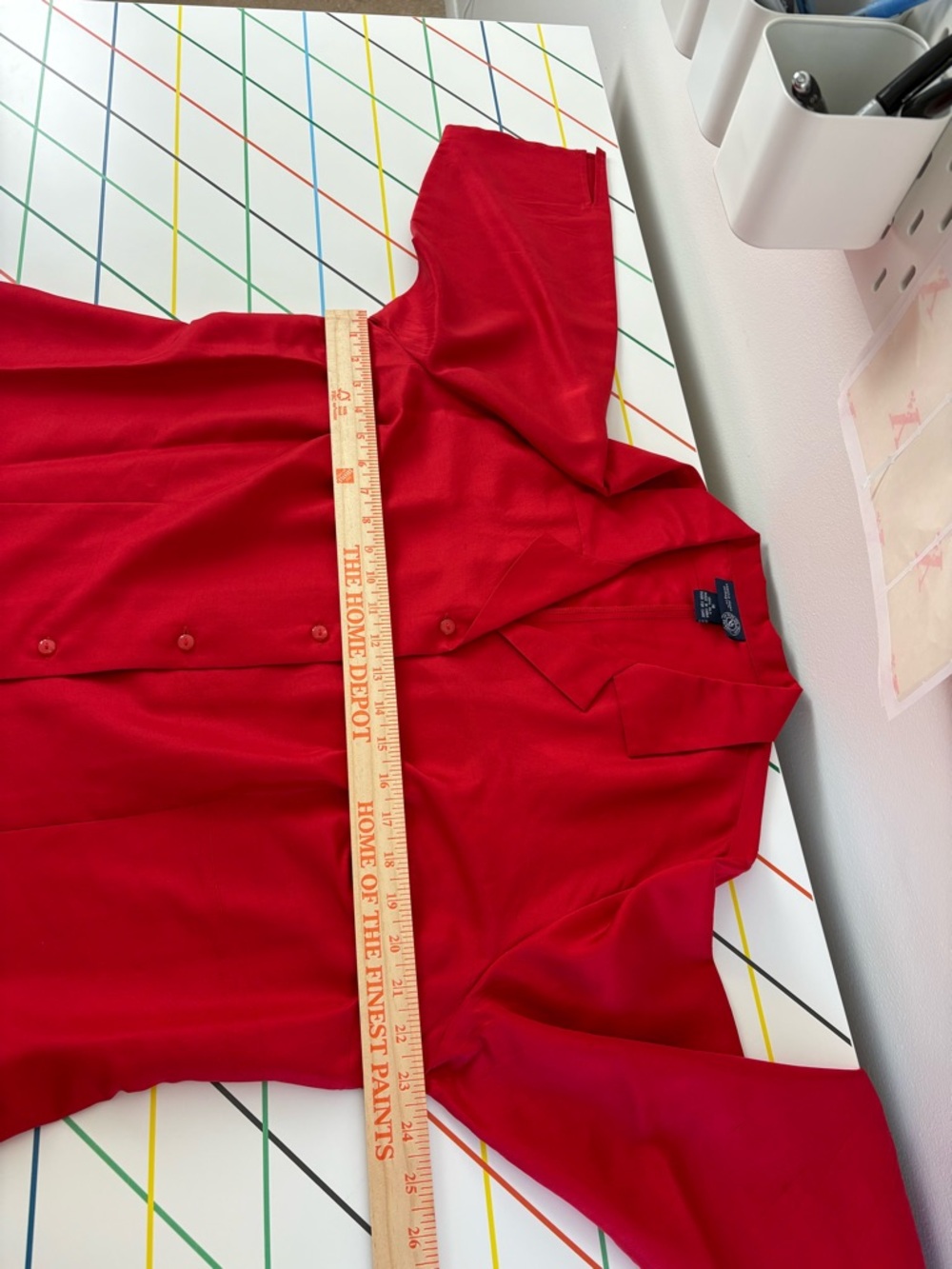 Vintage Venezia Bright Red Button-Front Blouse 100% Silk size 16 in EUC Y2K - Picture 6 of 6